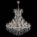 Люстра многоярусная с 53-мя лампочками и прозрачными хрустальными подвесками на основании золотого цвета Crystal lamps варинант исполнения - 2 | Loft Concept в Кирове