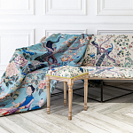 Трехместный диван на металлическом каркасе с цветочным принтом в стиле шинуазри Chinoiserie Birds on a Tree Sofa варинант исполнения - 4 | Loft Concept в Кирове