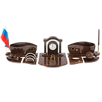 Настольный письменный набор с часами из природного камня обсидиана Competent Leader варинант исполнения - 1 | Loft Concept в Кирове