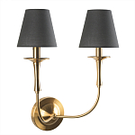 Бра с металлическим основанием бронзового цвета и 2-мя черными конусовидными абажурами Dignity варинант исполнения - 1 | Loft Concept в Кирове