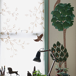 Обои с вышивкой ручной работы Mughal Trees Original colourway on linen варинант исполнения - 3 | Loft Concept в Кирове