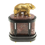 Часы настольные бронзовые с декором в виде медведя Bear Stone Clock варинант исполнения - 7 | Loft Concept в Кирове