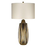 Настольная лампа с рифленым керамическим основанием в бронзовом цвете и жемчужным шёлковым абажуром Elstead Lighting варинант исполнения - 1 | Loft Concept в Кирове