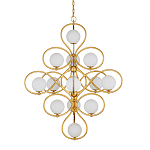 Люстра с закругленным каркасом золотого цвета и белыми плафонами Round Curl варинант исполнения - 2 | Loft Concept в Кирове