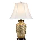 Настольная лампа с фарфоровым основанием с декоративным орнаментом и белым абажуром на темной круглой подставке Elstead Lighting варинант исполнения - 6 | Loft Concept в Кирове