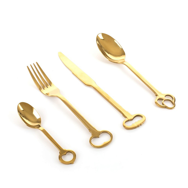 Набор столовых приборов Seletti Keytlery Gold set of 6 Золотой в Кирове | Loft Concept 