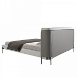Кровать двуспальная серая с мягким изголовьем из экокожи и ткани Modern Look варинант исполнения - 4 | Loft Concept в Кирове