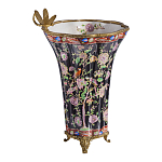 Ваза из фарфора черная с цветочной росписью и бронзовой стрекозой Spring Garden варинант исполнения - 3 | Loft Concept в Кирове