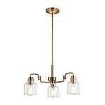 Люстра цвета латунь с 3-мя прозрачными стеклянными плафонами Kichler варинант исполнения - 2 | Loft Concept в Кирове
