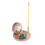 Часы настольные с шариковой металлической ручкой из натурального камня Stone Clock варинант исполнения - 8 | Loft Concept в Кирове