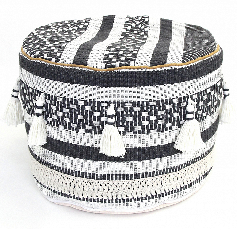 Пуф Black and White Ornament Черный Белый Пуф Black and White Ornament Черный Белый в Кирове | Loft Concept