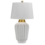 Настольная лампа с белым конусным абажуром и ребристым керамическим основанием Quintiesse варинант исполнения - 1 | Loft Concept в Кирове