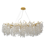 Люстра подвесная с золотистыми ветками и стеклянными подвесками в виде листьев Длина 130 см FAIRYTREE Light варинант исполнения - 1 | Loft Concept в Кирове