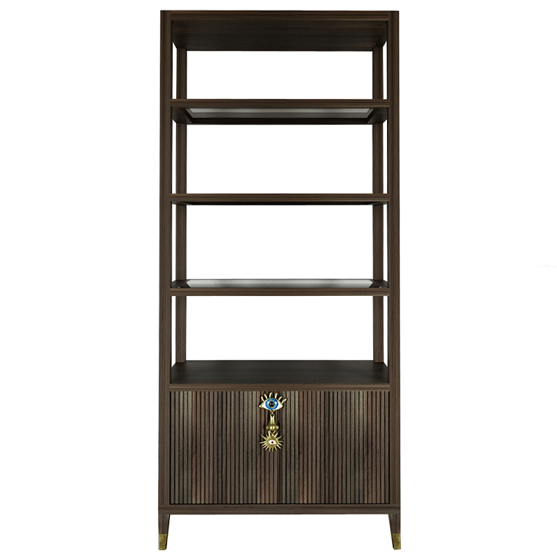 Стеллаж со стеклянными полками Elsa Dreams Walnut Орех в Кирове | Loft Concept 