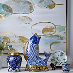 Ваза с насыщенным синим орнаментом и золотой крышкой Blue & White Ornament  варинант исполнения - 1 | Loft Concept в Кирове