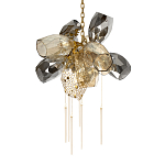 Люстра подвесная со стеклянными плафонами из дымчатого и золотистого с шестью вертикальными подвесками Gilded Mirage  варинант исполнения - 7 | Loft Concept в Кирове