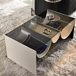 Дизайнерский журнальный стол с полукруглыми полками под столешницей Tiwoberoc варинант исполнения - 2 | Loft Concept в Кирове