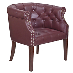 Кресло низкое из натуральной кожи на 4-х деревянных ножках из массива бука Chloe Leather Armchair vine варинант исполнения - 1 | Loft Concept в Кирове