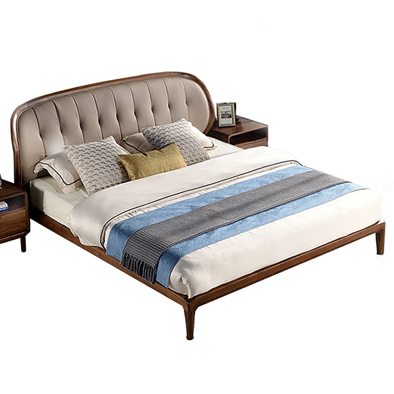 Кровать двуспальная с мягким округлым изголовьем Walnut Bed Орех Кровать двуспальная с мягким округлым изголовьем Walnut Bed Орех в Кирове | Loft Concept