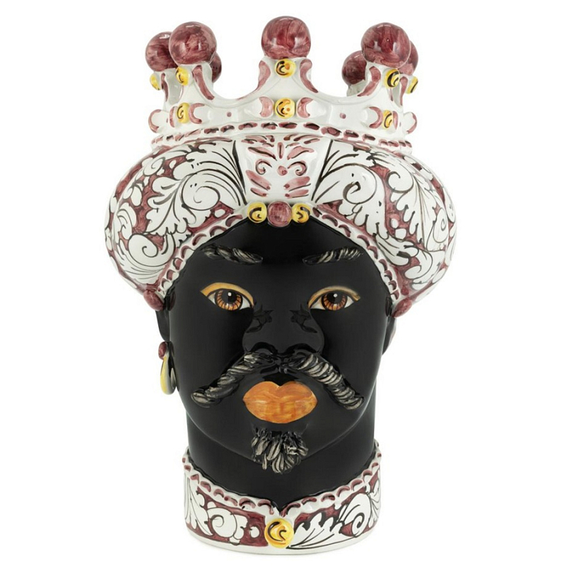 Ваза Vase Moro Man Ornate Bordeaux Черный Бордовый Белый Ваза Vase Moro Man Ornate Bordeaux Черный Бордовый Белый в Кирове | Loft Concept
