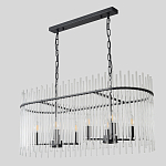 Люстра подвесная овальная со стеклянными прозрачными трубками и металлическим каркасом черного цвета Nembus варинант исполнения - 4 | Loft Concept в Кирове