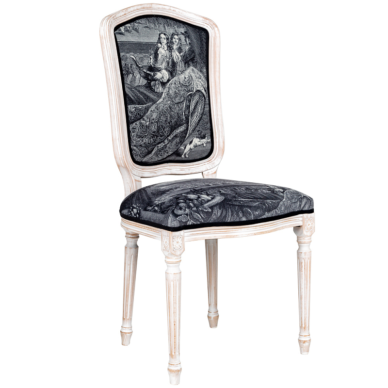 Стул Louvre Palace Stool Черно-белый Белый винтажная патина Стул Louvre Palace Stool Черно-белый Белый винтажная патина в Кирове | Loft Concept