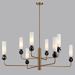 Люстра на штанге с 8-ю цилиндрическими матовыми плафонами и шарами из камня Orb Essence варинант исполнения - 6 | Loft Concept в Кирове