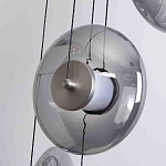 Люстра каскадная с 5-ю круглыми стеклянными плафонами дымчатого цвета и черными деталями Orbit Serenade варинант исполнения - 2 | Loft Concept в Кирове