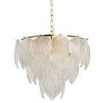 Люстра на цепи с прозрачными стеклянными подвесками в виде листьев Textured Glass Chandelier варинант исполнения - 1 | Loft Concept в Кирове