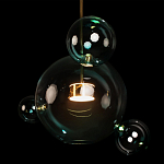 Подвесной светильник с прозрачными бирюзовыми стеклянными шарами и золотыми деталями Диаметр 43 Giopato & Coombes варинант исполнения - 6 | Loft Concept в Кирове