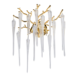 Бра золотого цвета с разветвленными ветвями и длинными прозрачными подвесками в форме стеклянных сосулек Droplet Chandelier варинант исполнения - 1 | Loft Concept в Кирове