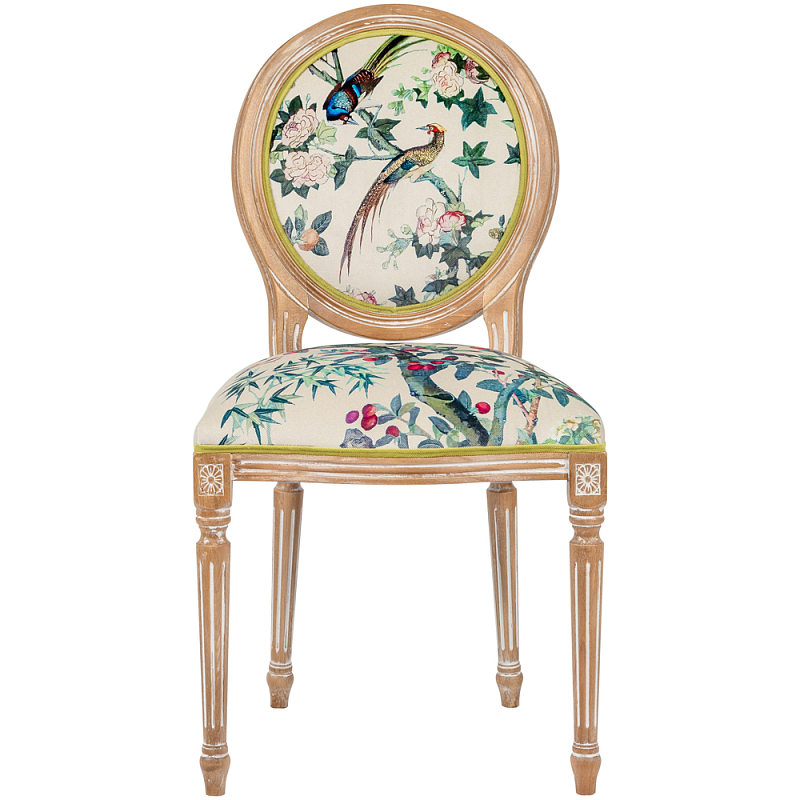 Стул из массива бука бежевый с изображением птиц и цветов Beige Green Chinoiserie Rose Garden Chair Мульти Бежевый Салатовый Стул из массива бука бежевый с изображением птиц и цветов Beige Green Chinoiserie Rose Garden Chair Мульти Бежевый Салатовый в Кирове | Loft Concept