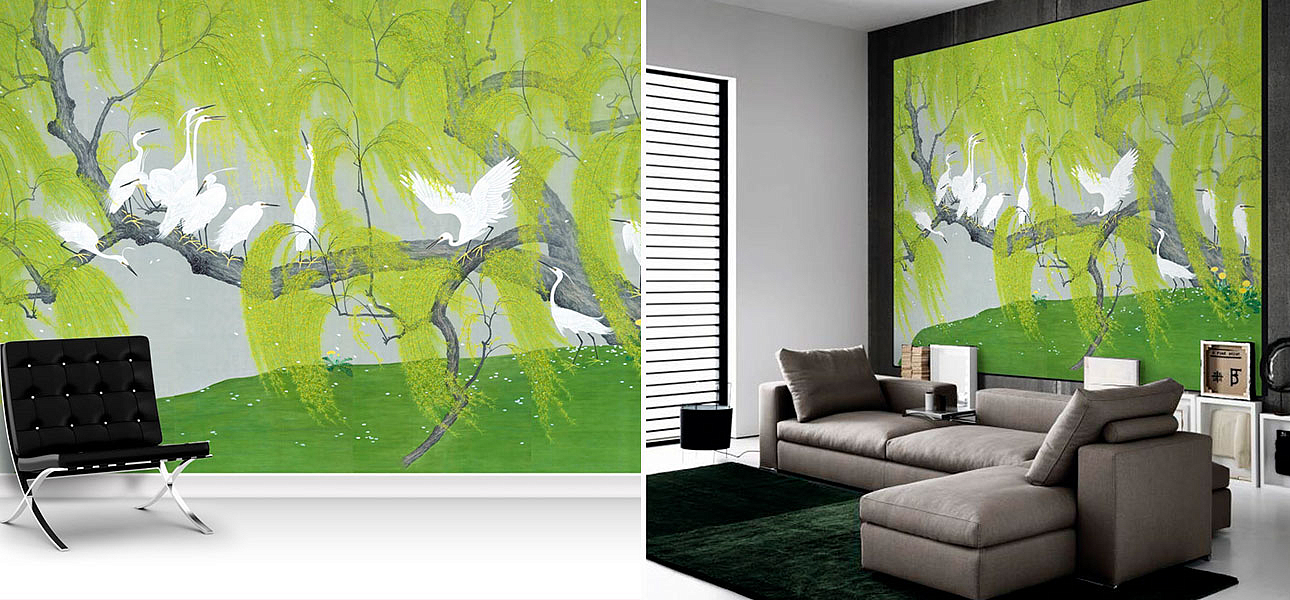Обои ручная роспись Herons & Willows Spring Обои ручная роспись Herons & Willows Spring - Loft-Concept в Кирове