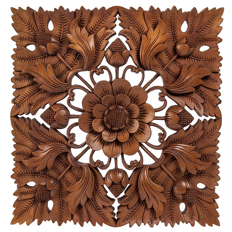 Панно из дерева квадратное Flower Panel With Trees Коричневый в Кирове | Loft Concept 