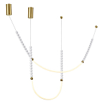 Подвесной светильник с 3-мя изогнутыми плафонами и белыми декоративными шариками PEARLS Suspension варинант исполнения - 4 | Loft Concept в Кирове