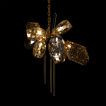 Люстра подвесная со стеклянными плафонами из дымчатого и золотистого с тремя вертикальными подвесками Gilded Mirage  варинант исполнения - 4 | Loft Concept в Кирове