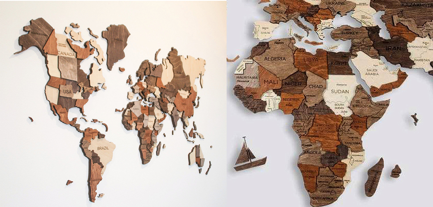 Аксессуар на стену Wooden World Map Аксессуар на стену Wooden World Map - Loft-Concept в Кирове