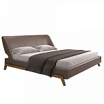 Кровать двуспальная с изголовьем из экокожи шоколадно-коричневого цвета Modern Look варинант исполнения - 1 | Loft Concept в Кирове