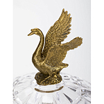 Конфетница из прозрачного рельефного стекла с ручками в виде стрекоз и фигуркой лебедя Eden Garden варинант исполнения - 3 | Loft Concept в Кирове