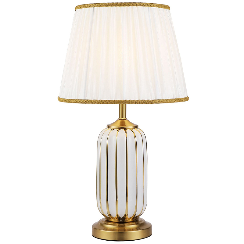 Настольная лампа с абажуром Terenzio White Table Lamp Белый Золотой Настольная лампа с абажуром Terenzio White Table Lamp Белый Золотой в Кирове | Loft Concept