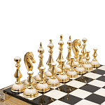 Шахматы из бронзы и натуральных камней Долерит и Мрамор с гравировкой Decorative Thematic Chess варинант исполнения - 2 | Loft Concept в Кирове