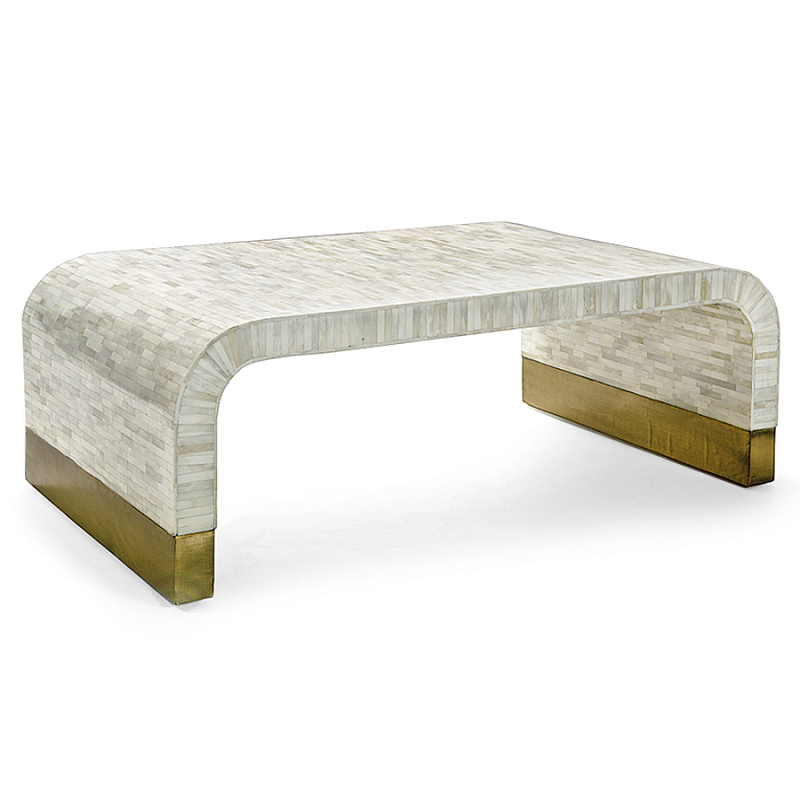 Стол журнальный Белый  BONE INLAY SIDE TABLE-Cream ivory ( слоновая кость ) Золотой в Кирове | Loft Concept 