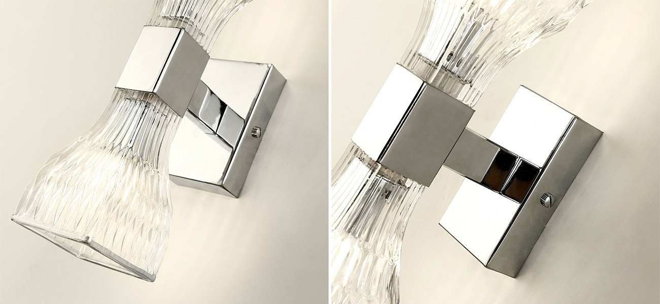 Бра с двумя плафонами из рельефного стекла GLASS HORN Chrome Бра с двумя плафонами из рельефного стекла GLASS HORN Chrome - Loft-Concept в Кирове