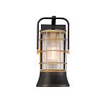 Настенный фонарь цилиндрической формы с рифленым стеклом в золотом каркасе на черном прямоугольном основании Eurofase варинант исполнения - 12 | Loft Concept в Кирове