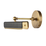 Светильник для картин цвет винтажная латунь с прямоугольным плафоном из кожи черного цвета Alora варинант исполнения - 2 | Loft Concept в Кирове