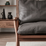 Кресло c каркасом из массива дерева и мягкой кожаной обивкой Walnut Armchair варинант исполнения - 10 | Loft Concept в Кирове