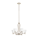 Люстра цвета никель с 6-ю рифлеными стеклянными плафонами и изогнутым каркасом Kichler варинант исполнения - 2 | Loft Concept в Кирове