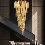 Люстра многоярусная с каркасом из металла и прозрачными подвесками FAIRYTREE Light варинант исполнения - 3 | Loft Concept в Кирове