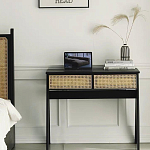 Дизайнерский письменный стол матово-чёрного цвета с 2-мя плетеными ящиками Glade Desk варинант исполнения - 2 | Loft Concept в Кирове