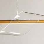 Люстра линейная золотистого цвета с двумя прозрачными волнистыми элементами Wave Line варинант исполнения - 9 | Loft Concept в Кирове